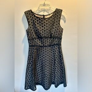 LOFT Black Sleeveless Lace Mini Dress